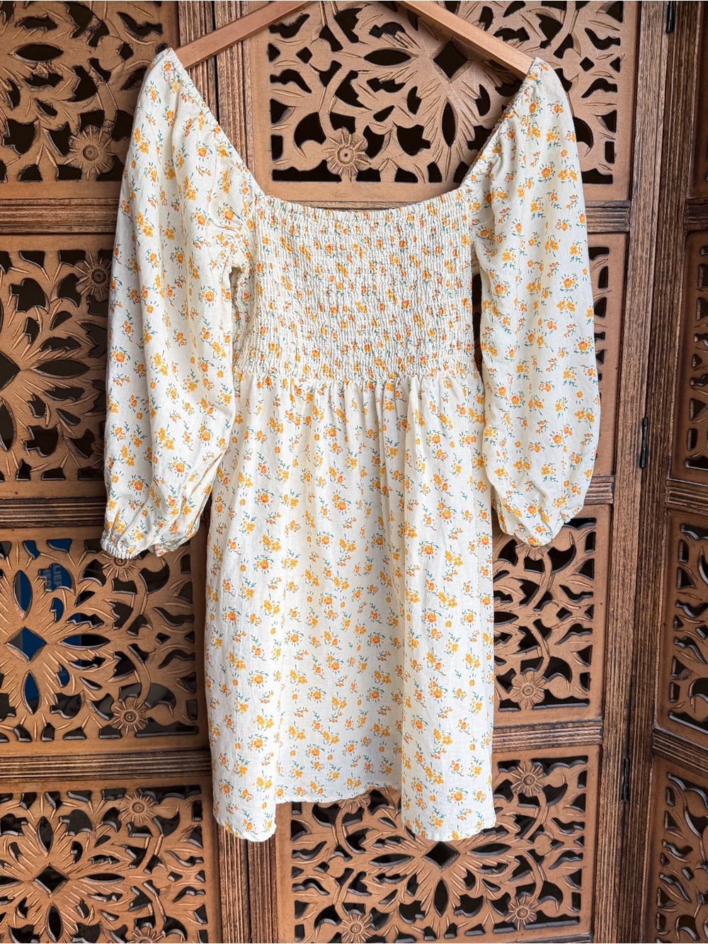 Urban Outfitters Sofia Puff Sleeve Linen Mini Dress, M